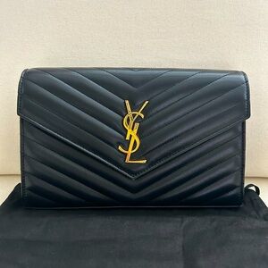 YSL monogram large wallet on chain in smooth leather